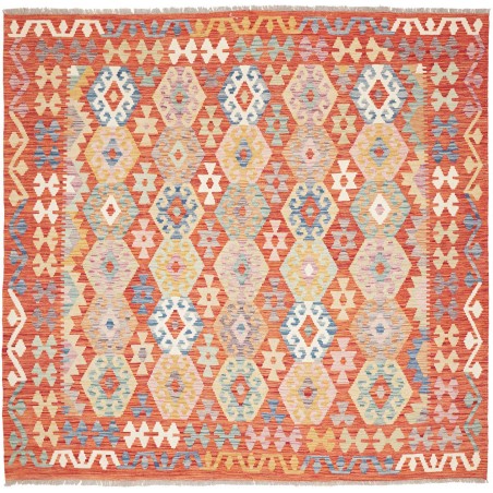 Tappeto Kilim Afghanistan marrone rosso 205x197