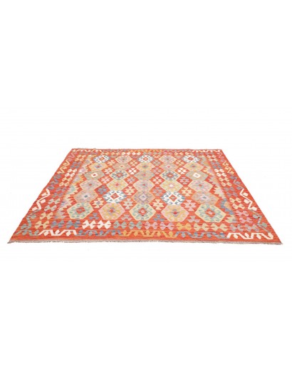 Tappeto Kilim Afghanistan marrone rosso 205x197