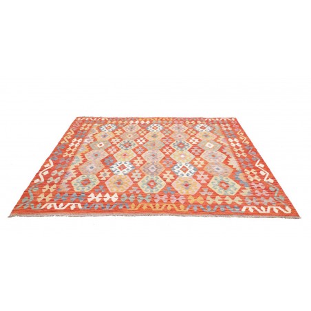 Tappeto Kilim Afghanistan marrone rosso 205x197