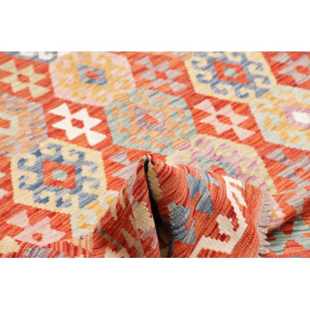 Tappeto Kilim Afghanistan marrone rosso 205x197