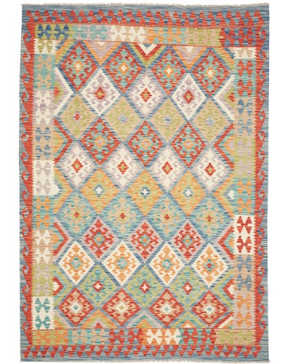 Tappeto Kilim Afghanistan marrone azzurro 172x244