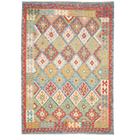 Tappeto Kilim Afghanistan marrone azzurro 172x244