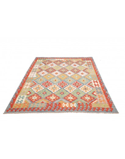Tappeto Kilim Afghanistan marrone azzurro 172x244