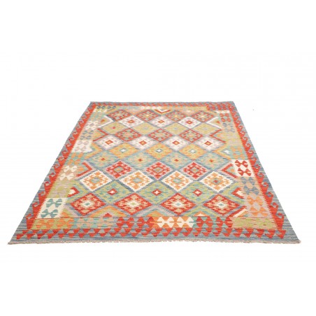 Tappeto Kilim Afghanistan marrone azzurro 172x244