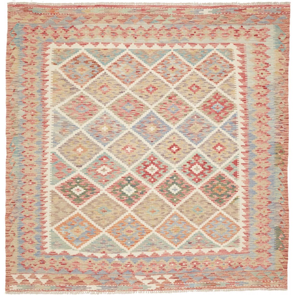 Tappeto Kilim Afghanistan marrone bianco 196x199