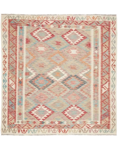 Tappeto Kilim Afghanistan marrone rosso 197x202