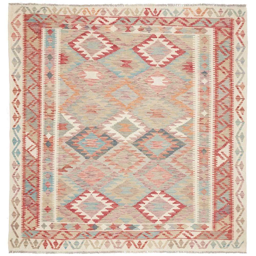 Tappeto Kilim Afghanistan marrone rosso 197x202