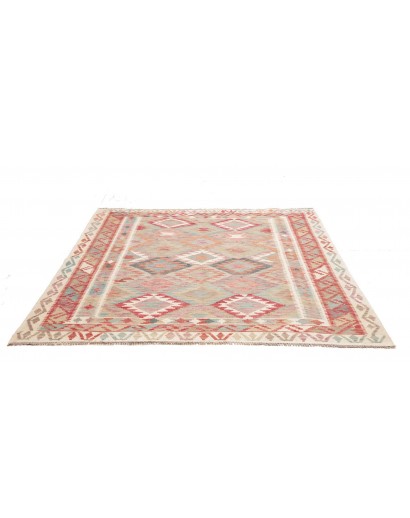 Tappeto Kilim Afghanistan marrone rosso 197x202