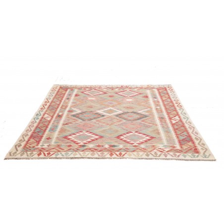 Tappeto Kilim Afghanistan marrone rosso 197x202