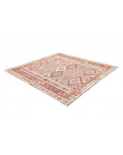 Tappeto Kilim Afghanistan marrone rosso 197x202
