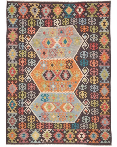 Tappeto Kilim Afghanistan marrone grigio 171x234