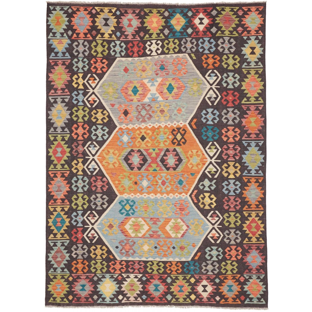 Tappeto Kilim Afghanistan marrone grigio 171x234