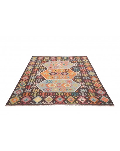 Tappeto Kilim Afghanistan marrone grigio 171x234