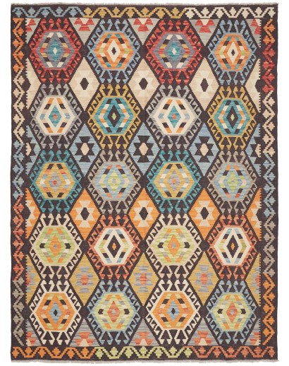 Tappeto Kilim Afghanistan marrone grigio 183x246