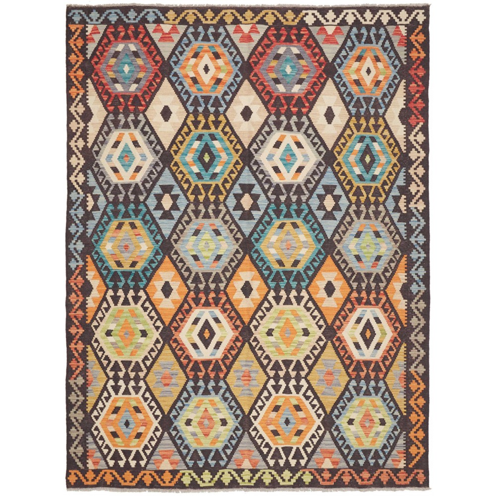 Tappeto Kilim Afghanistan marrone grigio 183x246