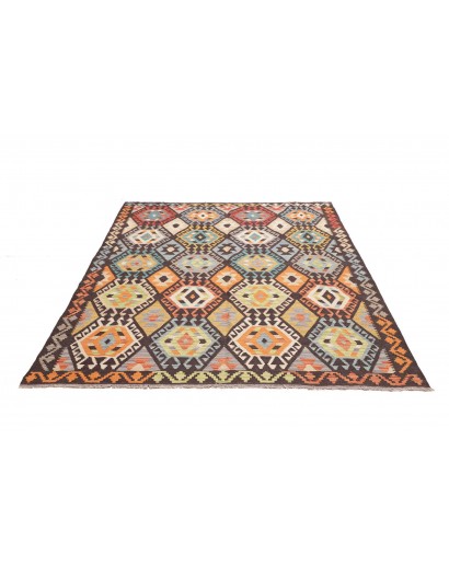 Tappeto Kilim Afghanistan marrone grigio 183x246