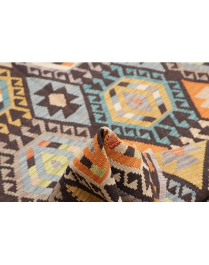 Tappeto Kilim Afghanistan marrone grigio 183x246