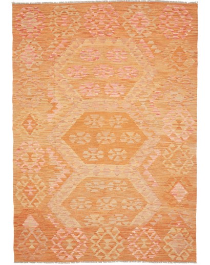 Tappeto Kilim Afghanistan arancione bianco 175x257