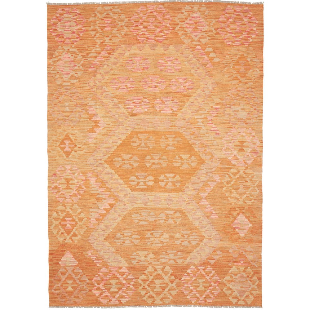 Tappeto Kilim Afghanistan arancione bianco 175x257