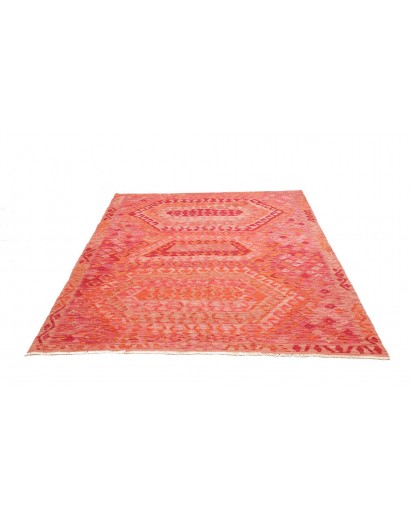 Tappeto Kilim Afghanistan rosso bianco 182x240