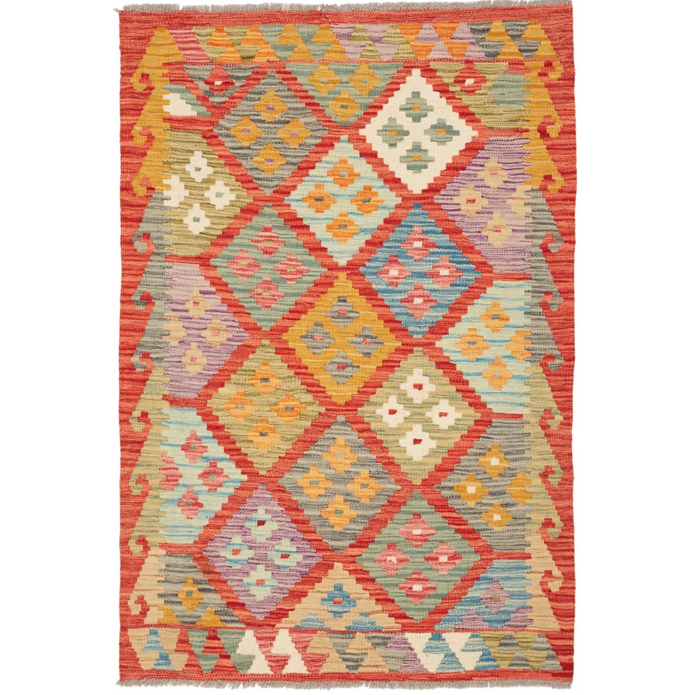 Tappeto Kilim Afghanistan marrone azzurro 85x126