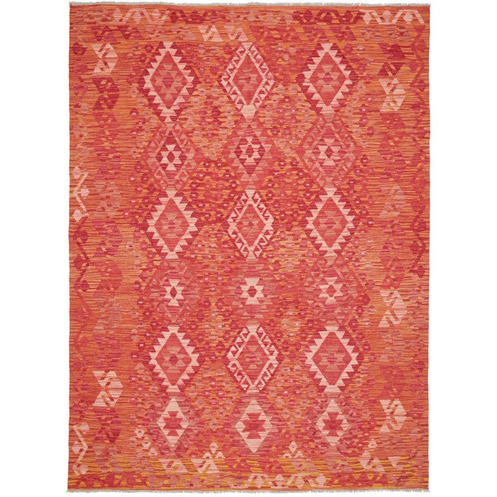 Tappeto Kilim Afghanistan rosso giallo 186x247
