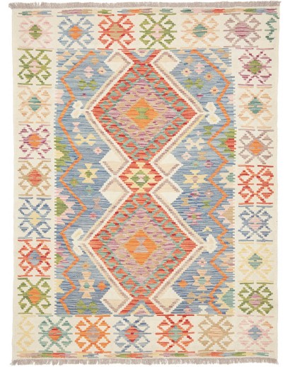 Tappeto Kilim Afghanistan bianco arancione 155x204