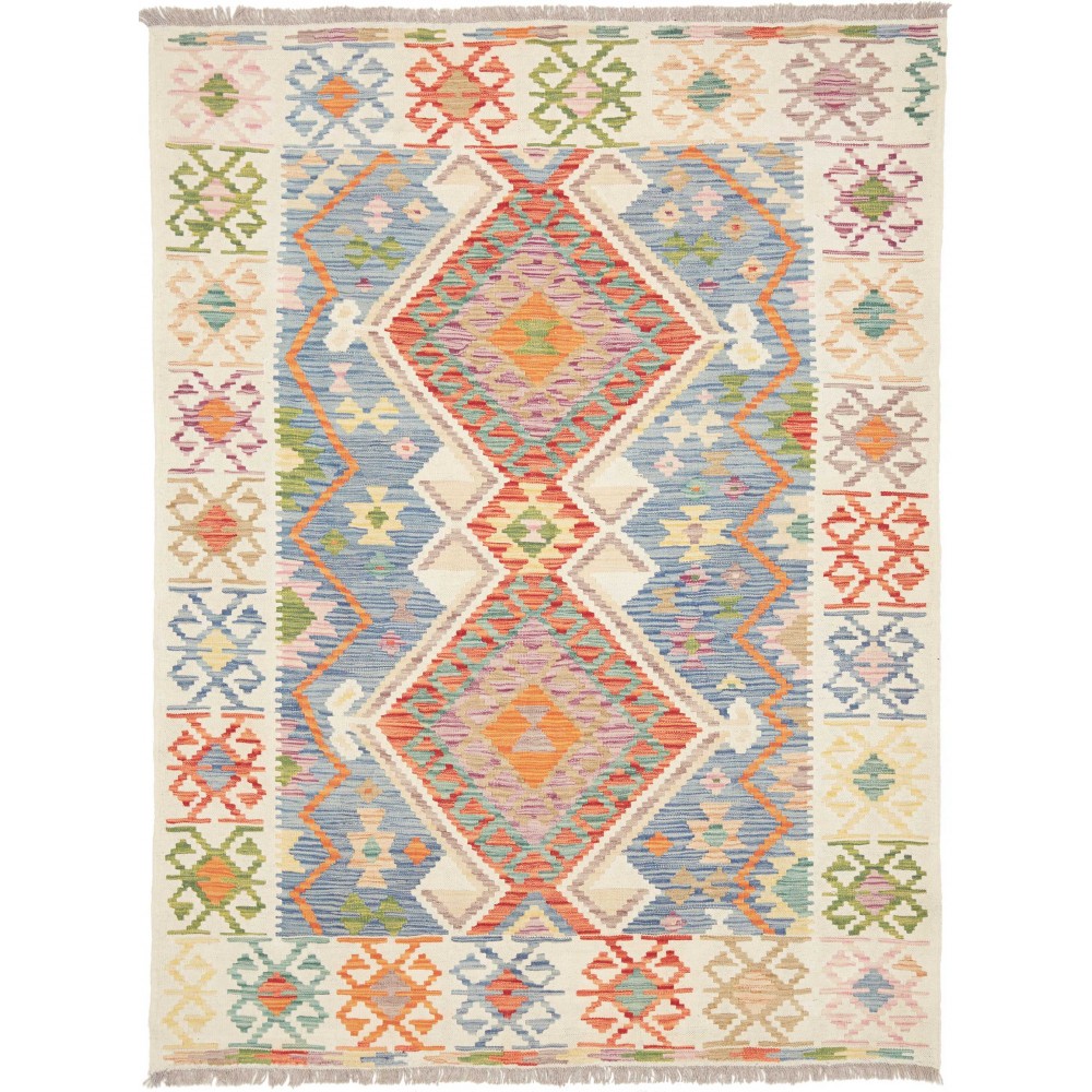 Tappeto Kilim Afghanistan bianco arancione 155x204
