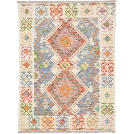 Tappeto Kilim Afghanistan bianco arancione 155x204