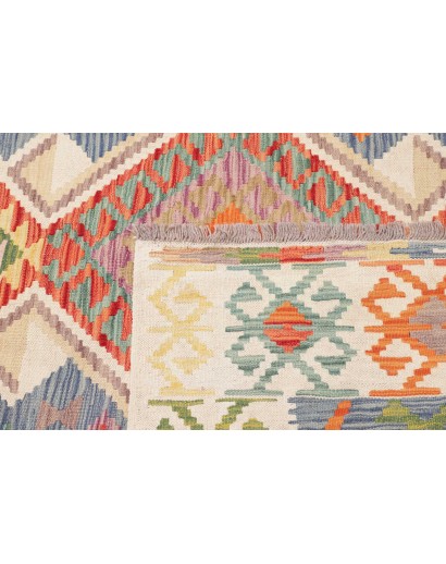Tappeto Kilim Afghanistan bianco arancione 155x204