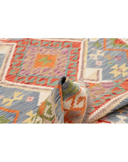 Tappeto Kilim Afghanistan bianco arancione 155x204