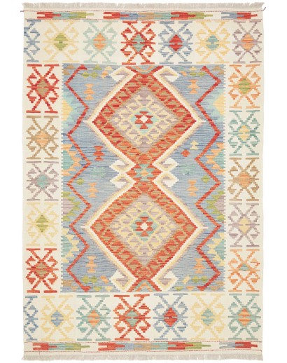 Tappeto Kilim Afghanistan bianco rosso 151x216