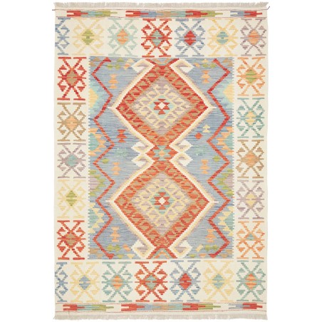 Tappeto Kilim Afghanistan bianco rosso 151x216