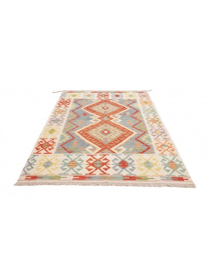 Tappeto Kilim Afghanistan bianco rosso 151x216