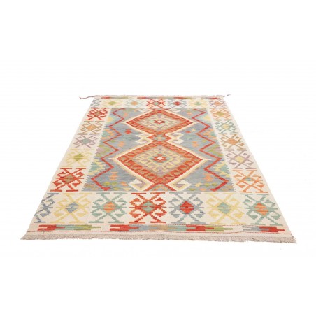Tappeto Kilim Afghanistan bianco rosso 151x216
