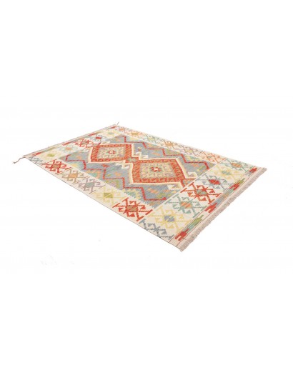 Tappeto Kilim Afghanistan bianco rosso 151x216