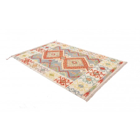 Tappeto Kilim Afghanistan bianco rosso 151x216