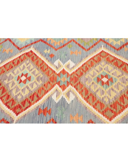 Tappeto Kilim Afghanistan bianco rosso 151x216