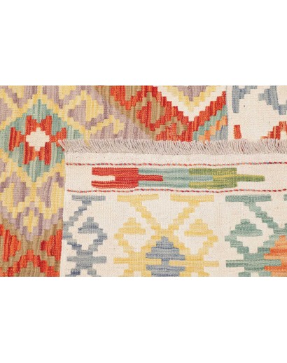 Tappeto Kilim Afghanistan bianco rosso 151x216