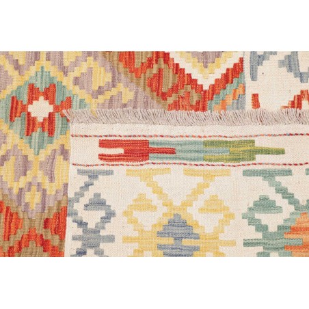 Tappeto Kilim Afghanistan bianco rosso 151x216