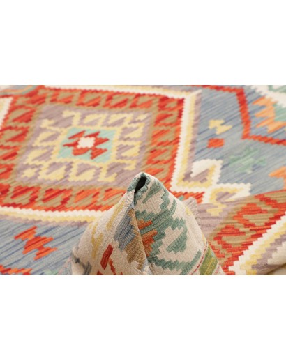 Tappeto Kilim Afghanistan bianco rosso 151x216