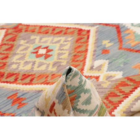 Tappeto Kilim Afghanistan bianco rosso 151x216