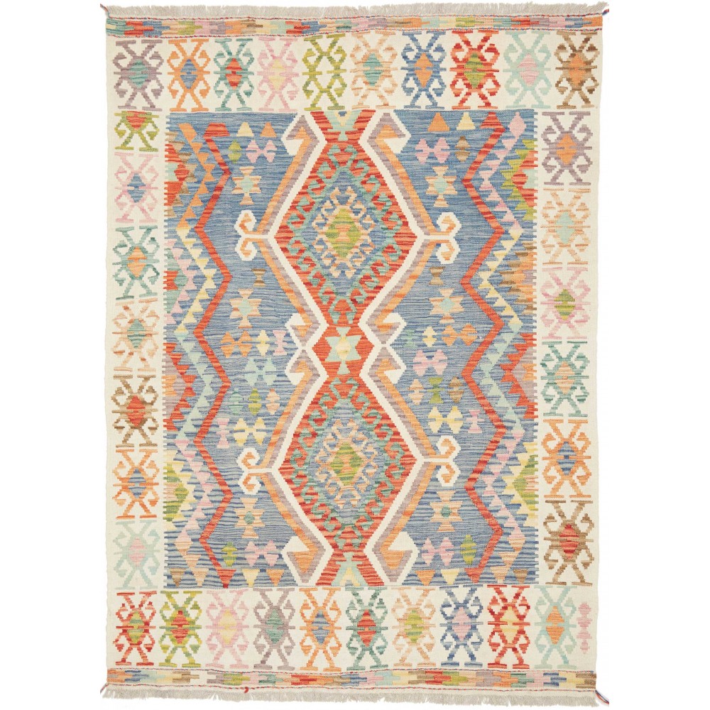 Tappeto Kilim Afghanistan beige azzurro 149x205