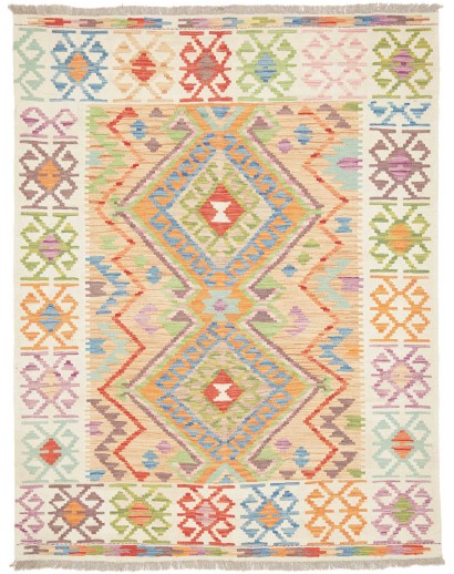Tappeto Kilim Afghanistan bianco rosso 148x192