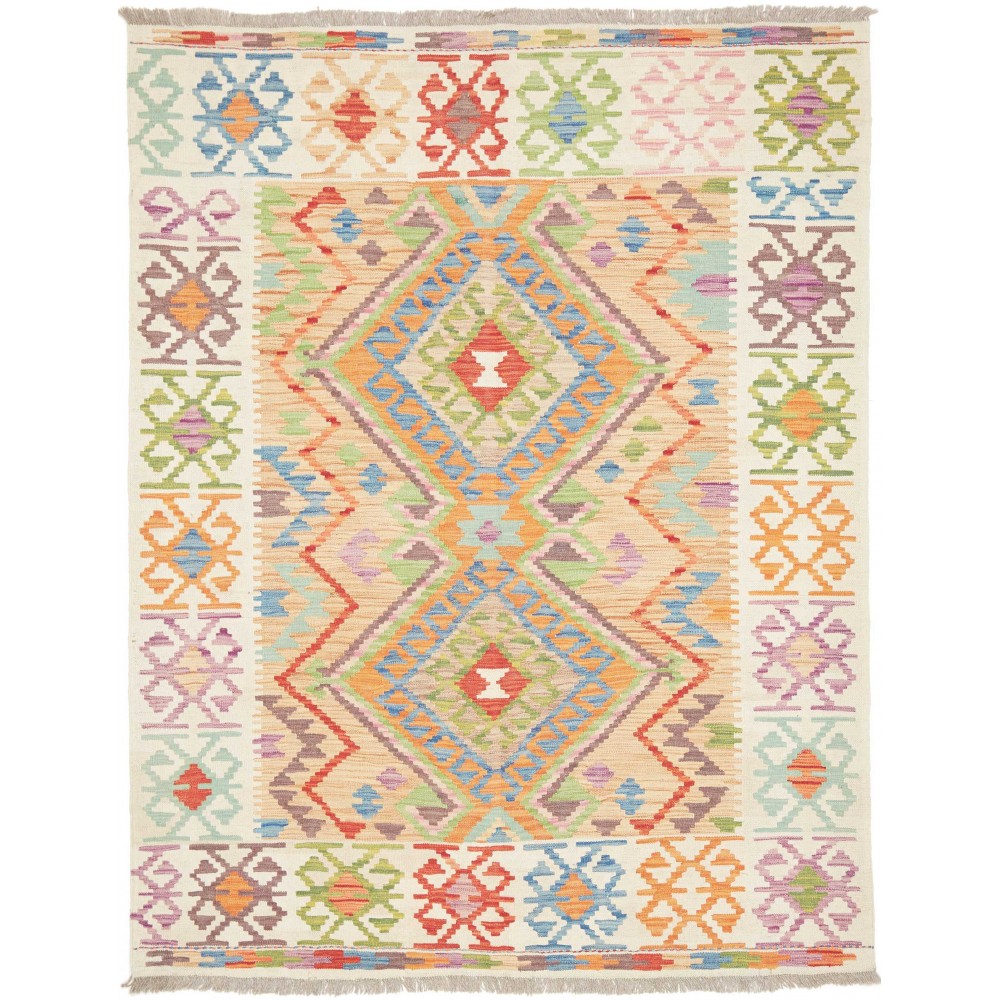Tappeto Kilim Afghanistan bianco rosso 148x192