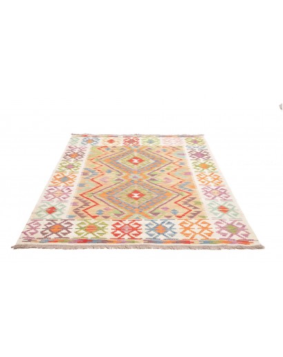 Tappeto Kilim Afghanistan bianco rosso 148x192