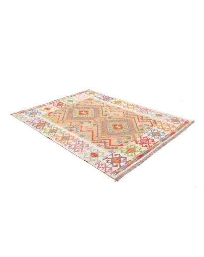 Tappeto Kilim Afghanistan bianco rosso 148x192