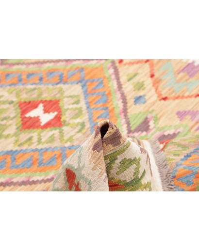 Tappeto Kilim Afghanistan bianco rosso 148x192