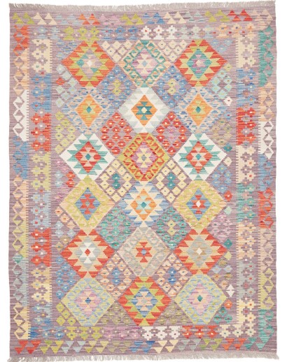 Tappeto Kilim Afghanistan beige arancione 150x194