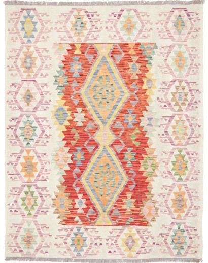 Tappeto Kilim Afghanistan bianco arancione 150x200